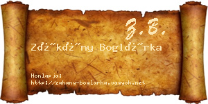 Zákány Boglárka névjegykártya